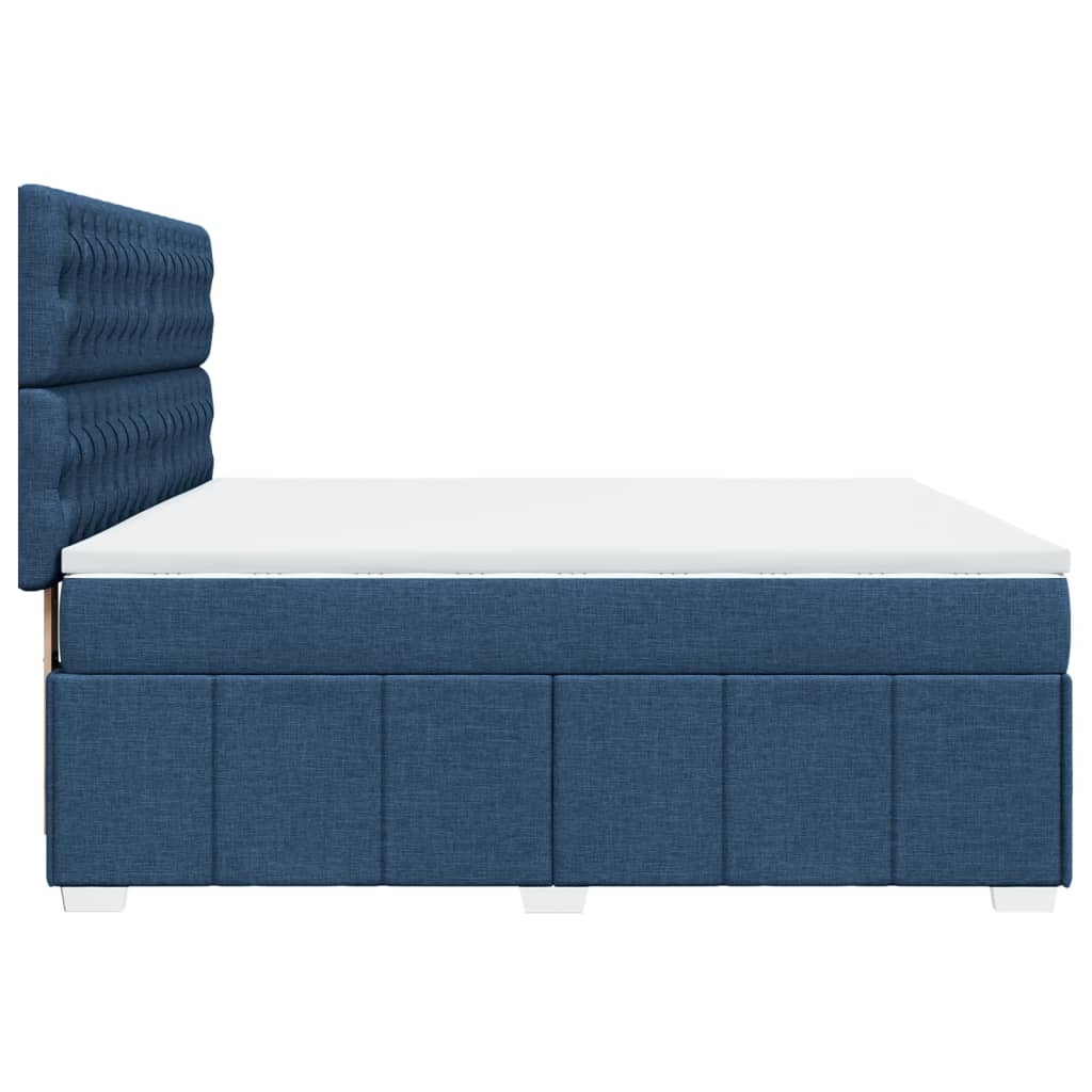 Κρεβάτι Boxspring με Στρώμα Μπλε 180x200 εκ. Υφασμάτινο - Pakobazaar