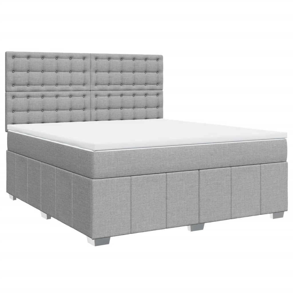 Κρεβάτι Boxspring με Στρώμα Ανοιχτό Γκρι 180x200 εκ. Υφασμάτινο - Pakobazaar
