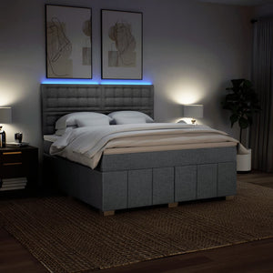 Κρεβάτι Boxspring με Στρώμα Ανοιχτό Γκρι 180x200 εκ. Υφασμάτινο - Pakobazaar