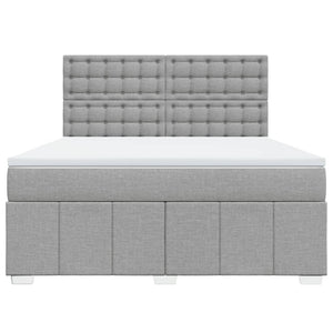 Κρεβάτι Boxspring με Στρώμα Ανοιχτό Γκρι 180x200 εκ. Υφασμάτινο - Pakobazaar