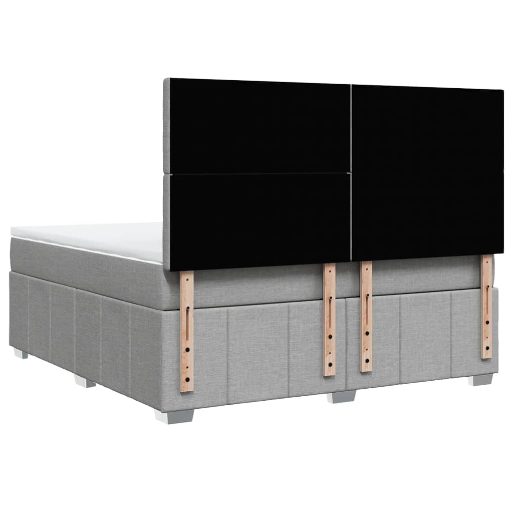 Κρεβάτι Boxspring με Στρώμα Ανοιχτό Γκρι 180x200 εκ. Υφασμάτινο - Pakobazaar