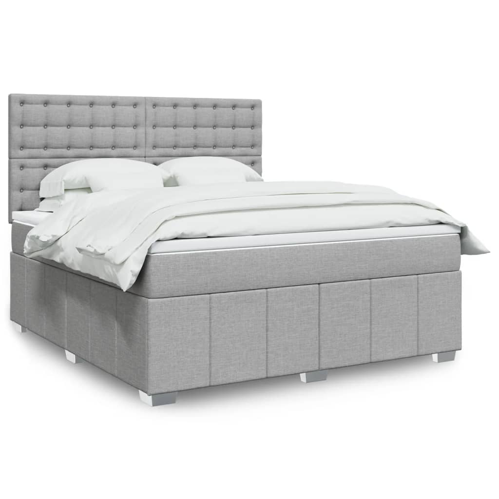Κρεβάτι Boxspring με Στρώμα Ανοιχτό Γκρι 180x200 εκ. Υφασμάτινο - Pakobazaar