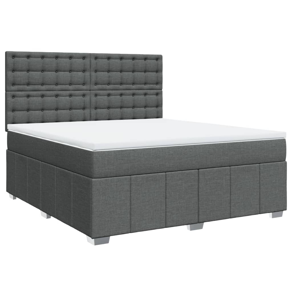 Κρεβάτι Boxspring με Στρώμα Σκούρο Γκρι 180x200 εκ Υφασμάτιν
