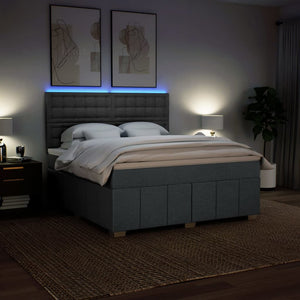 Κρεβάτι Boxspring με Στρώμα Σκούρο Γκρι 180x200 εκ Υφασμάτιν