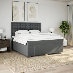 Κρεβάτι Boxspring με Στρώμα Σκούρο Γκρι 180x200 εκ Υφασμάτιν