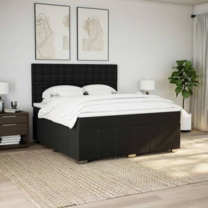 Κρεβάτι Boxspring με Στρώμα Μαύρο 180x200 εκ. Υφασμάτινο - Pakobazaar
