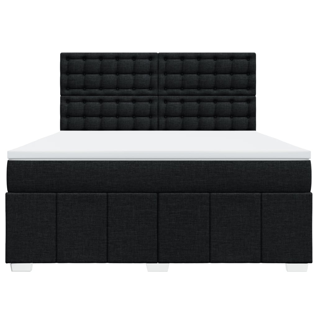 Κρεβάτι Boxspring με Στρώμα Μαύρο 180x200 εκ. Υφασμάτινο - Pakobazaar