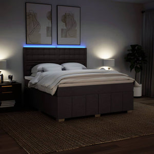 Κρεβάτι Boxspring με Στρώμα Σκούρο Καφέ 180x200 εκ Υφασμάτινο - Pakobazaar