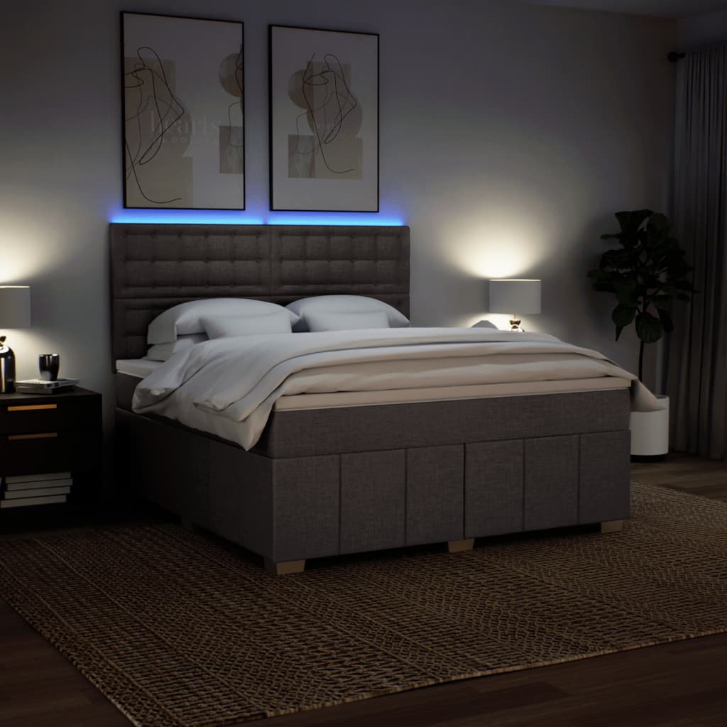 Κρεβάτι Boxspring με Στρώμα Taupe 180x200 εκ. Υφασμάτινο