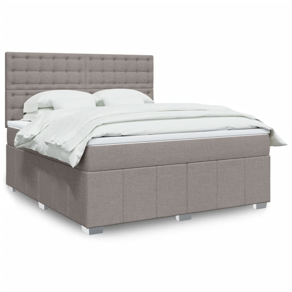 Κρεβάτι Boxspring με Στρώμα Taupe 180x200 εκ. Υφασμάτινο