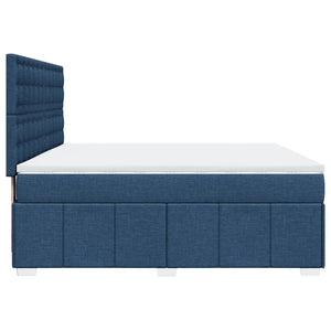 Κρεβάτι Boxspring με Στρώμα Μπλε 180x200 εκ. Υφασμάτινο