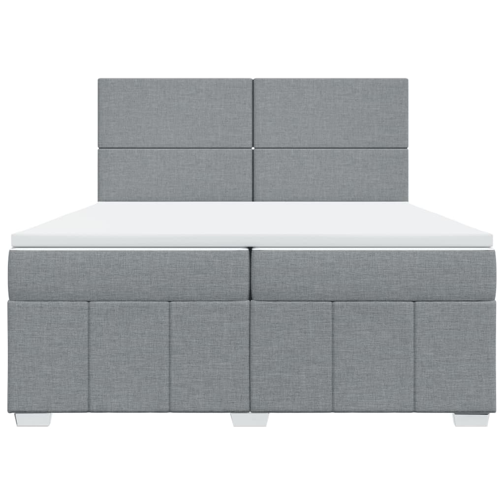 Κρεβάτι Boxspring με Στρώμα Ανοιχτό Γκρι 200x200 εκ. Υφασμάτινο
