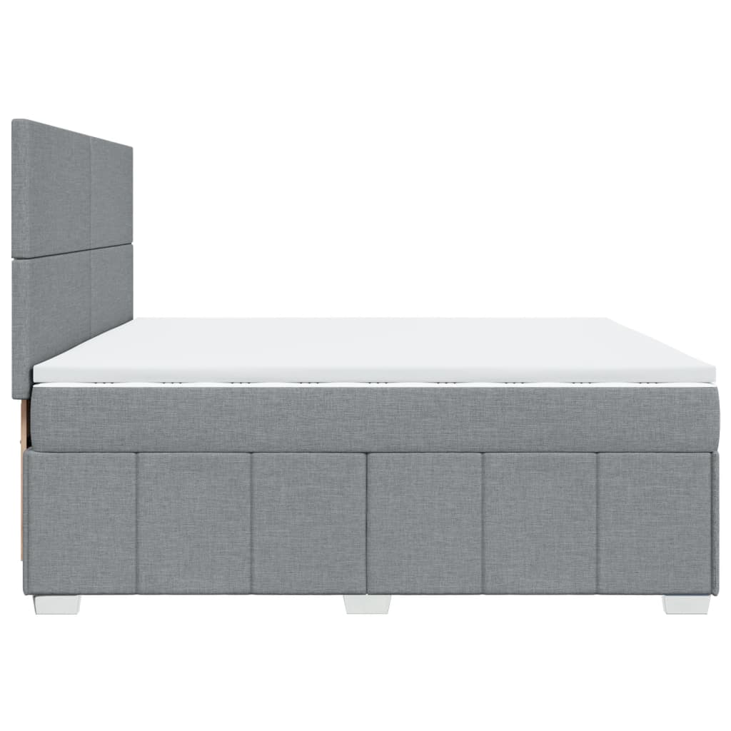 Κρεβάτι Boxspring με Στρώμα Ανοιχτό Γκρι 200x200 εκ. Υφασμάτινο