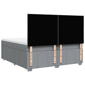 Κρεβάτι Boxspring με Στρώμα Ανοιχτό Γκρι 200x200 εκ. Υφασμάτινο