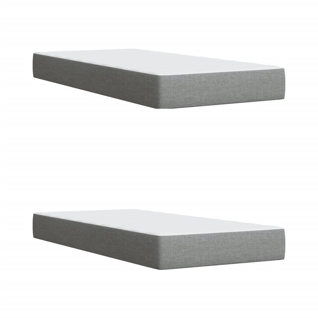 Κρεβάτι Boxspring με Στρώμα Ανοιχτό Γκρι 200x200 εκ. Υφασμάτινο