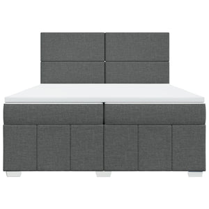 Κρεβάτι Boxspring με Στρώμα Σκούρο Γκρι 200x200 εκ. Υφασμάτινο - Pakobazaar