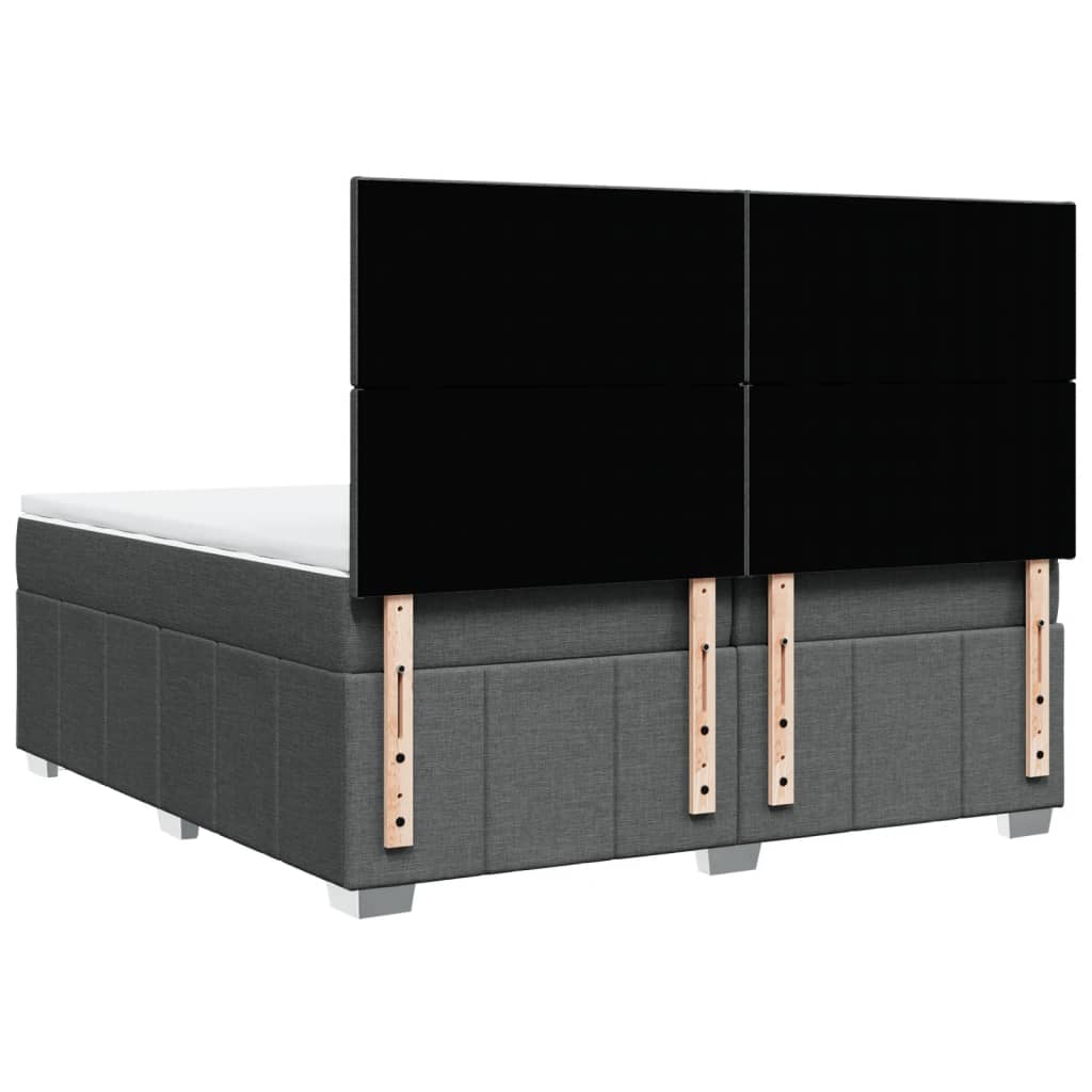 Κρεβάτι Boxspring με Στρώμα Σκούρο Γκρι 200x200 εκ. Υφασμάτινο - Pakobazaar