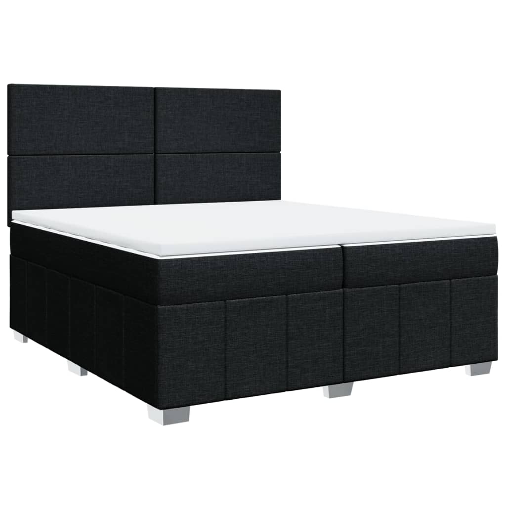 Κρεβάτι Boxspring με Στρώμα Μαύρο 200x200 εκ. Υφασμάτινο - Pakobazaar