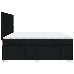 Κρεβάτι Boxspring με Στρώμα Μαύρο 200x200 εκ. Υφασμάτινο - Pakobazaar