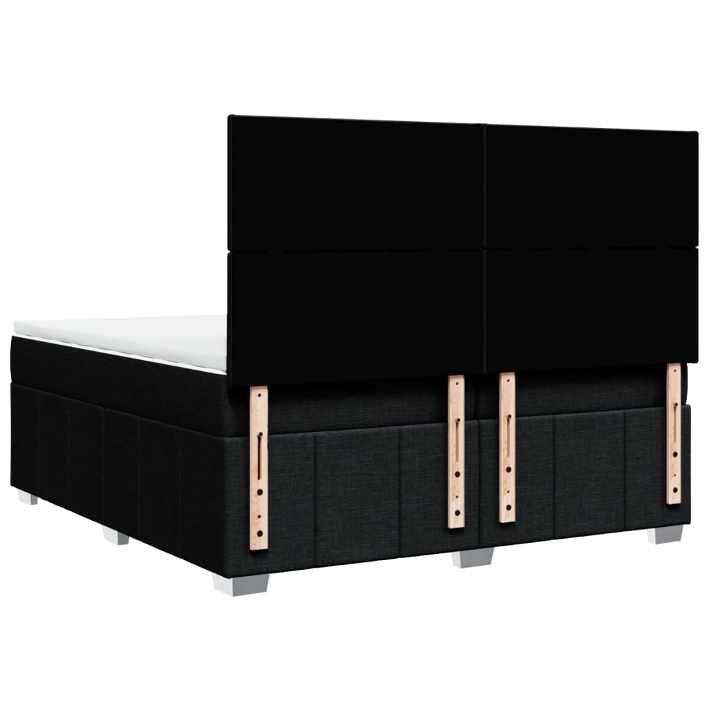 Κρεβάτι Boxspring με Στρώμα Μαύρο 200x200 εκ. Υφασμάτινο - Pakobazaar
