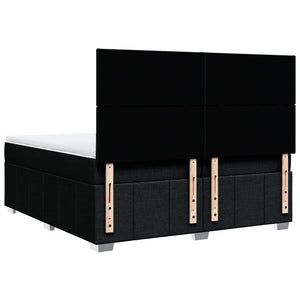 Κρεβάτι Boxspring με Στρώμα Μαύρο 200x200 εκ. Υφασμάτινο - Pakobazaar