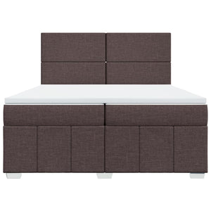 Κρεβάτι Boxspring με Στρώμα Σκούρο Καφέ 200x200 εκ. Υφασμάτινο - Pakobazaar