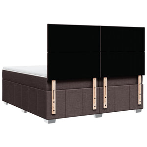 Κρεβάτι Boxspring με Στρώμα Σκούρο Καφέ 200x200 εκ. Υφασμάτινο - Pakobazaar