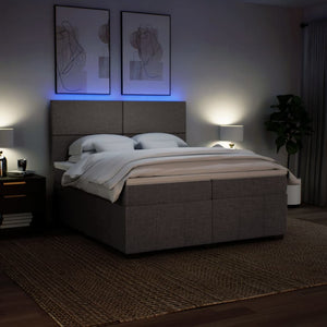 Κρεβάτι Boxspring με Στρώμα Taupe 200x200 εκ. Υφασμάτινο - Pakobazaar
