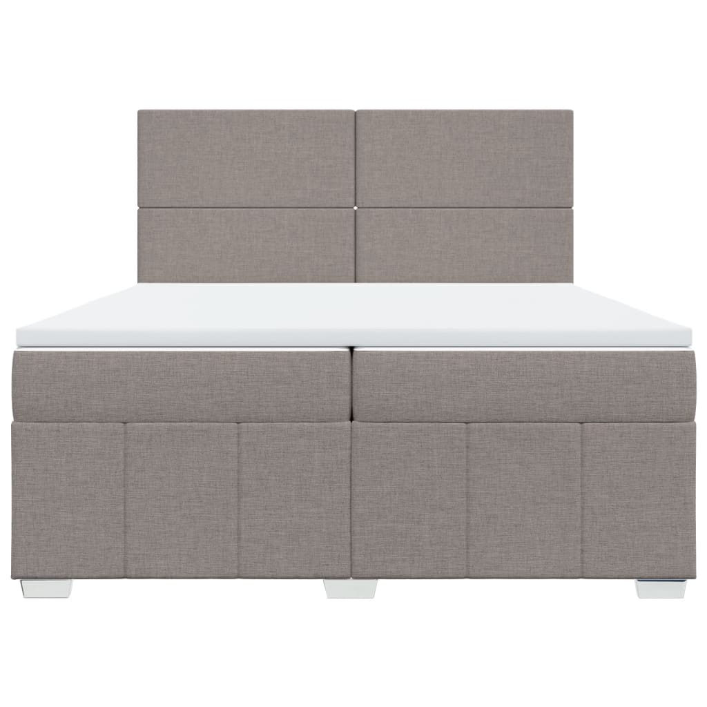 Κρεβάτι Boxspring με Στρώμα Taupe 200x200 εκ. Υφασμάτινο - Pakobazaar
