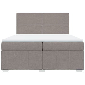 Κρεβάτι Boxspring με Στρώμα Taupe 200x200 εκ. Υφασμάτινο - Pakobazaar