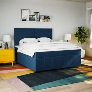 Κρεβάτι Boxspring με Στρώμα Μπλε 200x200 εκ. Υφασμάτινο - Pakobazaar