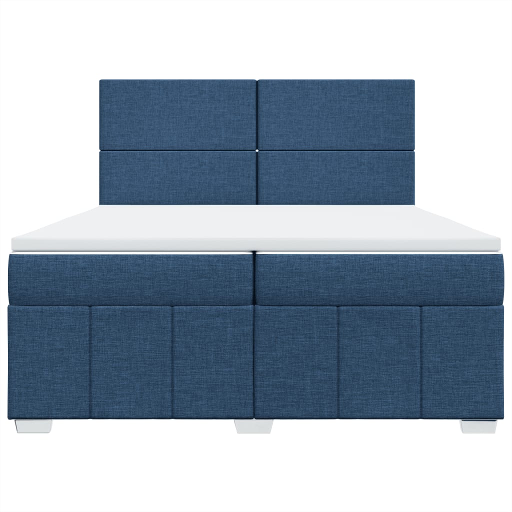 Κρεβάτι Boxspring με Στρώμα Μπλε 200x200 εκ. Υφασμάτινο - Pakobazaar