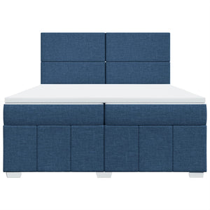 Κρεβάτι Boxspring με Στρώμα Μπλε 200x200 εκ. Υφασμάτινο - Pakobazaar
