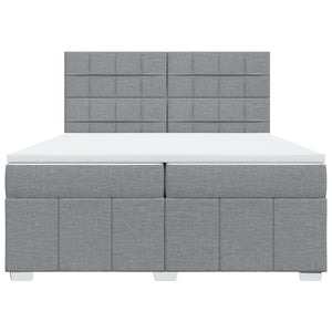 Κρεβάτι Boxspring με Στρώμα Ανοιχτό Γκρι 200x200 εκ. Υφασμάτινο - Pakobazaar