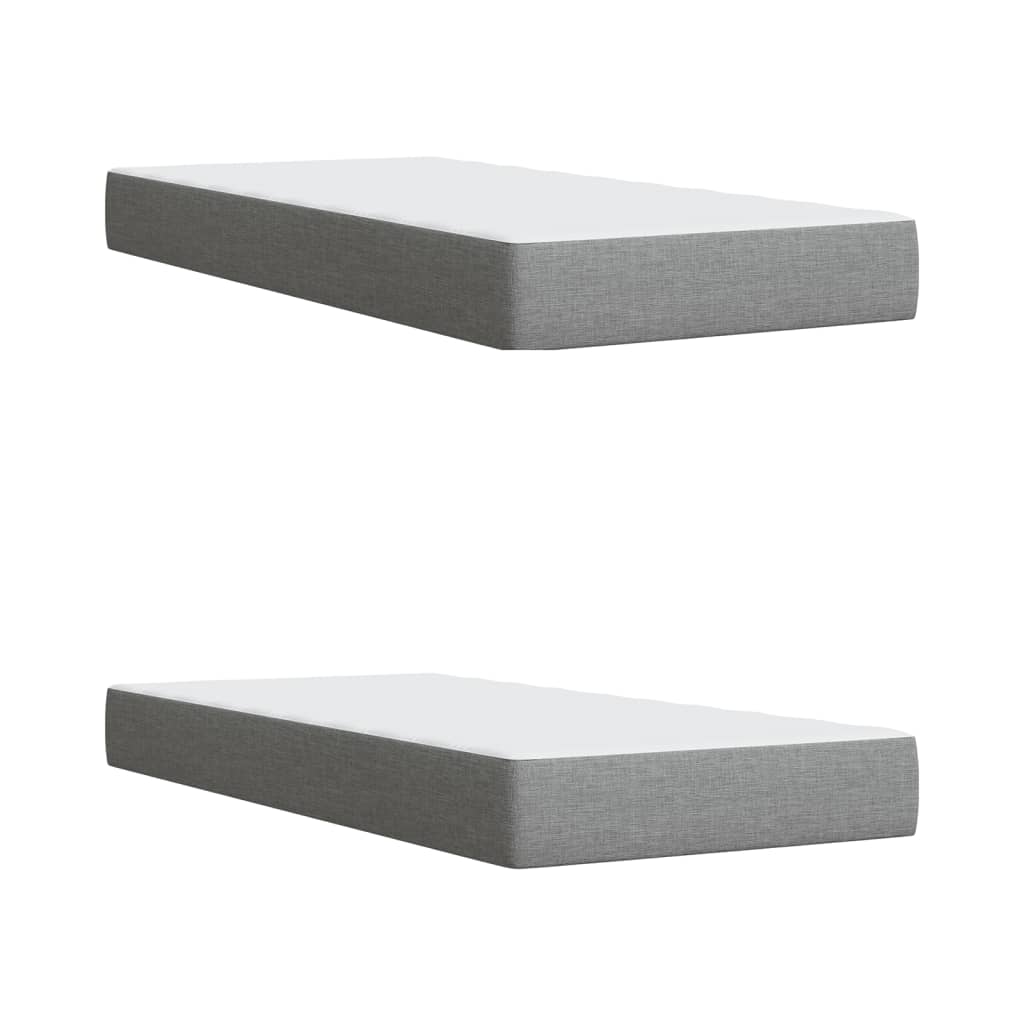 Κρεβάτι Boxspring με Στρώμα Ανοιχτό Γκρι 200x200 εκ. Υφασμάτινο - Pakobazaar