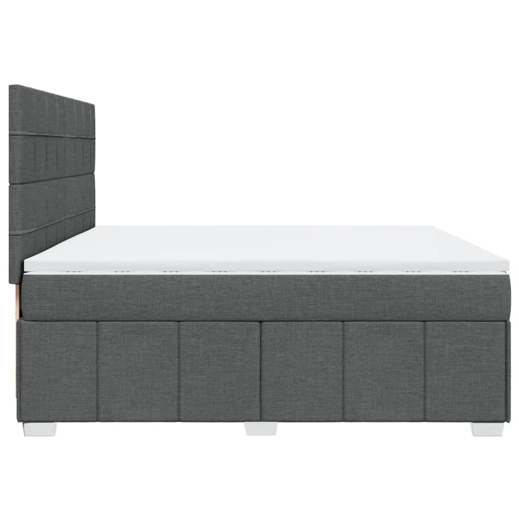 Κρεβάτι Boxspring με Στρώμα Σκούρο Γκρι 200x200 εκ. Υφασμάτινο - Pakobazaar