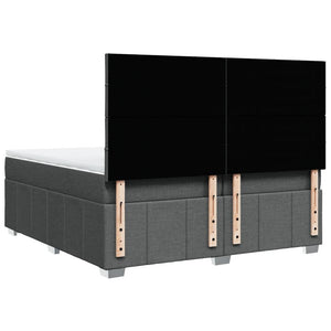 Κρεβάτι Boxspring με Στρώμα Σκούρο Γκρι 200x200 εκ. Υφασμάτινο - Pakobazaar