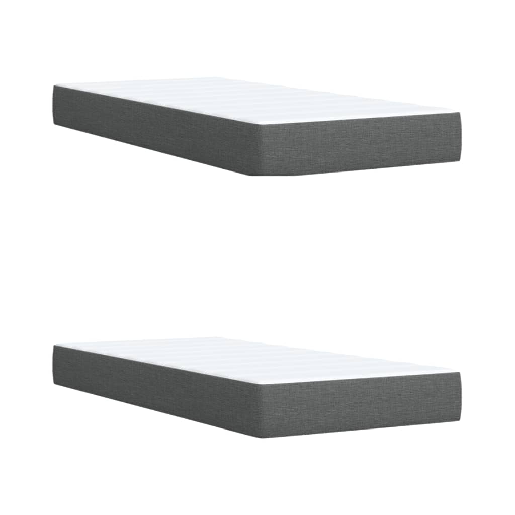 Κρεβάτι Boxspring με Στρώμα Σκούρο Γκρι 200x200 εκ. Υφασμάτινο - Pakobazaar