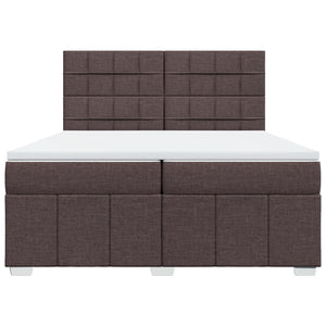 Κρεβάτι Boxspring με Στρώμα Σκούρο Καφέ 200x200 εκ. Υφασμάτινο - Pakobazaar