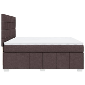 Κρεβάτι Boxspring με Στρώμα Σκούρο Καφέ 200x200 εκ. Υφασμάτινο - Pakobazaar