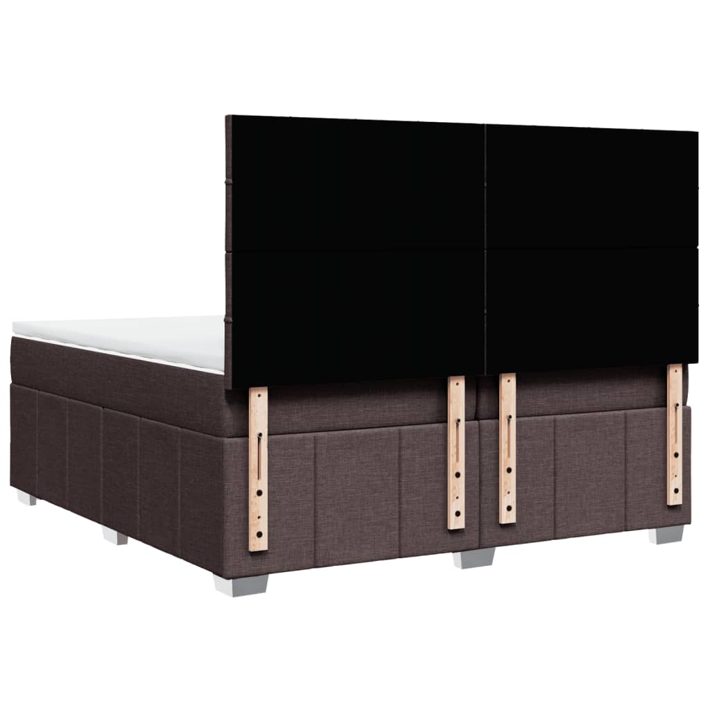 Κρεβάτι Boxspring με Στρώμα Σκούρο Καφέ 200x200 εκ. Υφασμάτινο - Pakobazaar