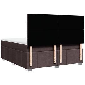Κρεβάτι Boxspring με Στρώμα Σκούρο Καφέ 200x200 εκ. Υφασμάτινο - Pakobazaar