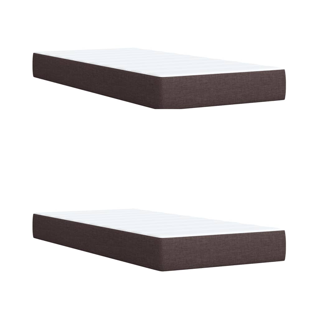Κρεβάτι Boxspring με Στρώμα Σκούρο Καφέ 200x200 εκ. Υφασμάτινο - Pakobazaar
