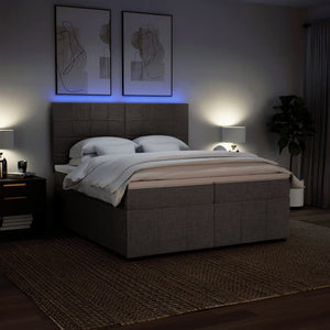 Κρεβάτι Boxspring με Στρώμα Taupe 200x200 εκ. Υφασμάτινο - Pakobazaar