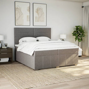 Κρεβάτι Boxspring με Στρώμα Taupe 200x200 εκ. Υφασμάτινο - Pakobazaar