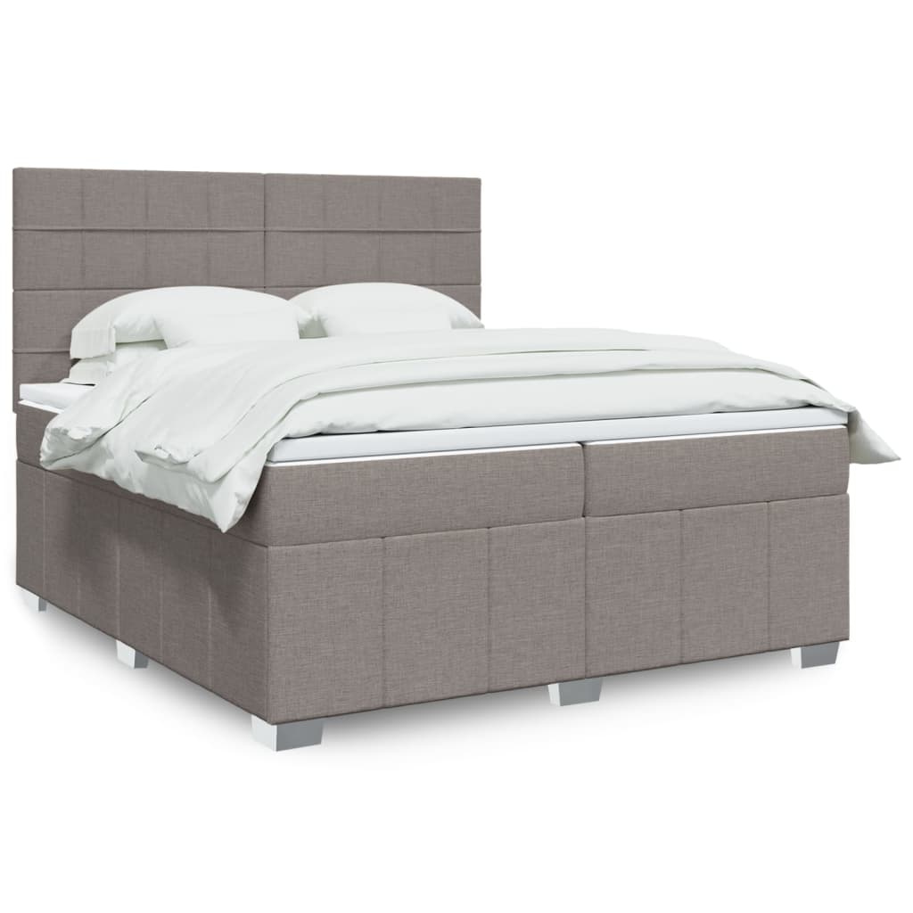 Κρεβάτι Boxspring με Στρώμα Taupe 200x200 εκ. Υφασμάτινο - Pakobazaar