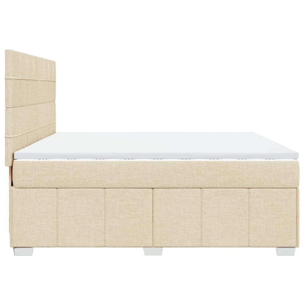 Κρεβάτι Boxspring με Στρώμα Κρεμ 200x200 εκ. Υφασμάτινο - Pakobazaar