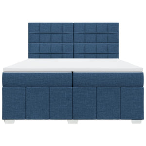 Κρεβάτι Boxspring με Στρώμα Μπλε 200x200 εκ. Υφασμάτινο - Pakobazaar