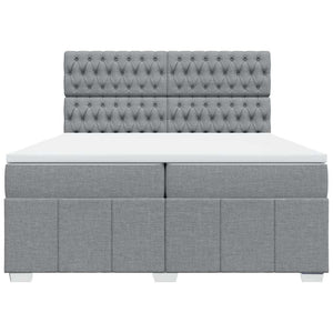 Κρεβάτι Boxspring με Στρώμα Ανοιχτό Γκρι 200x200 εκ. Υφασμάτινο - Pakobazaar