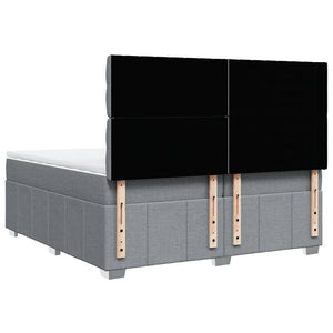 Κρεβάτι Boxspring με Στρώμα Ανοιχτό Γκρι 200x200 εκ. Υφασμάτινο - Pakobazaar